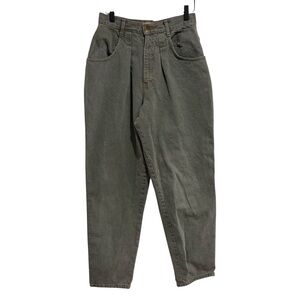 Jessie Jeanswear Vintage Green/Grey High-Waisted Pleated Tapered Jeans 12